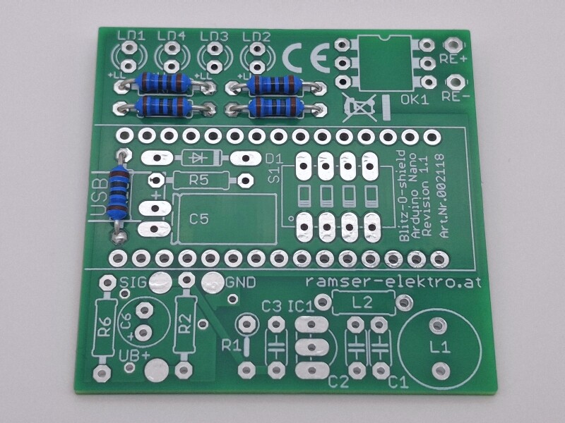 Blitz-o-shield - NANO R1.1 - Blitzdetektor Arduino Shield Ramser Elektrotechnik Shop 50