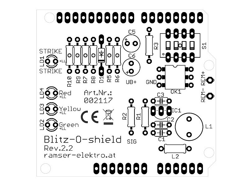 Blitz-o-shield - UNO R.2.2 - Blitzdetektor Arduino Shield Ramser Elektrotechnik Shop 30