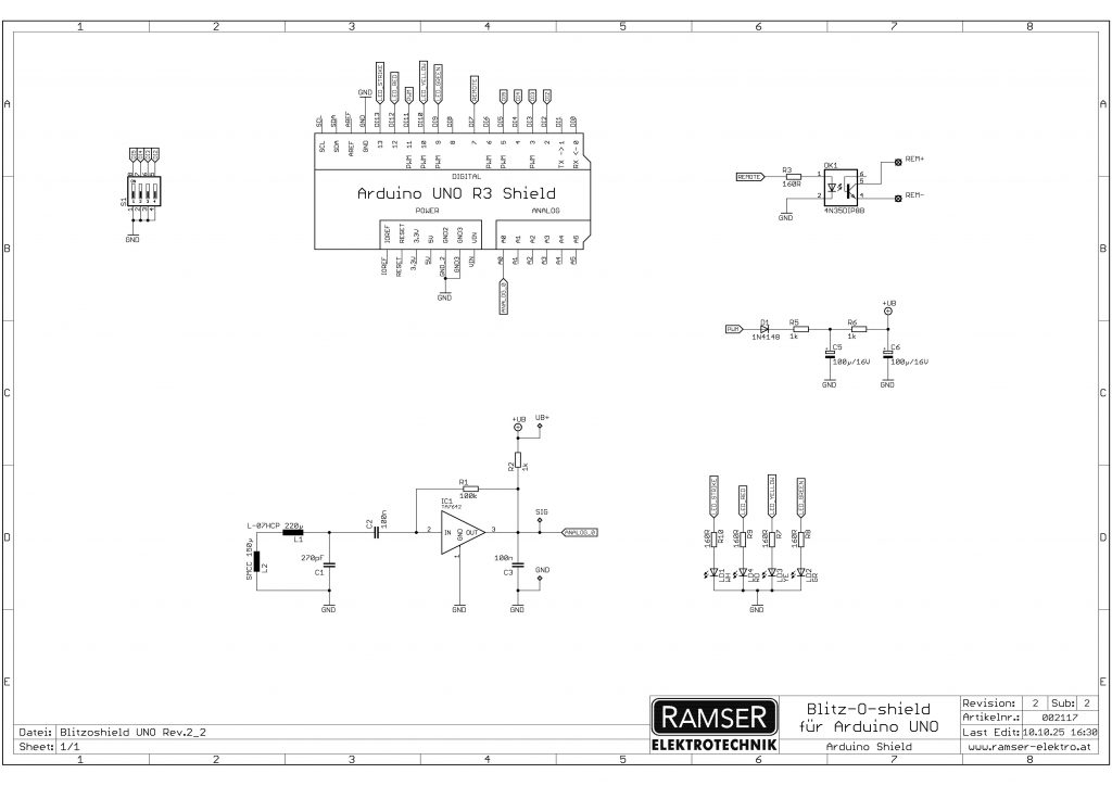 Blitz-o-shield - UNO R.2.2 - Blitzdetektor Arduino Shield Ramser Elektrotechnik Shop 35