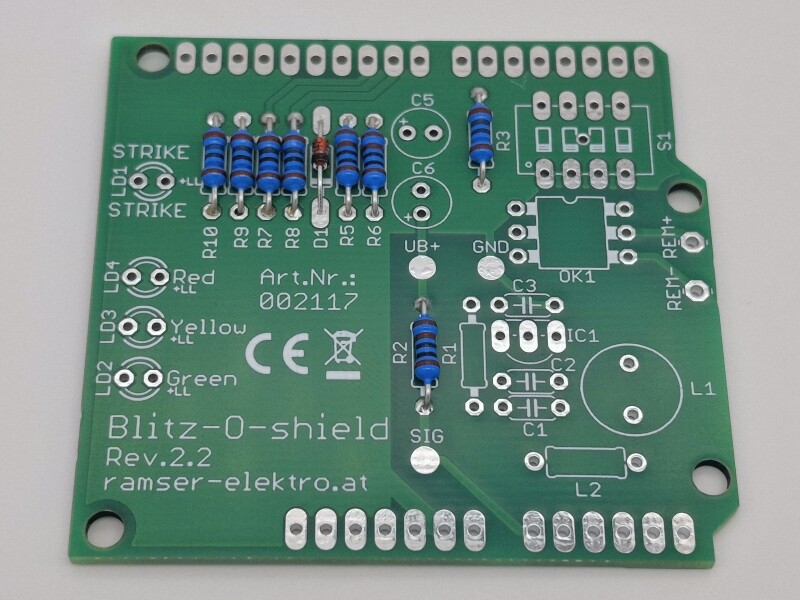 Blitz-o-shield - UNO R.2.2 - Blitzdetektor Arduino Shield Ramser Elektrotechnik Shop 51