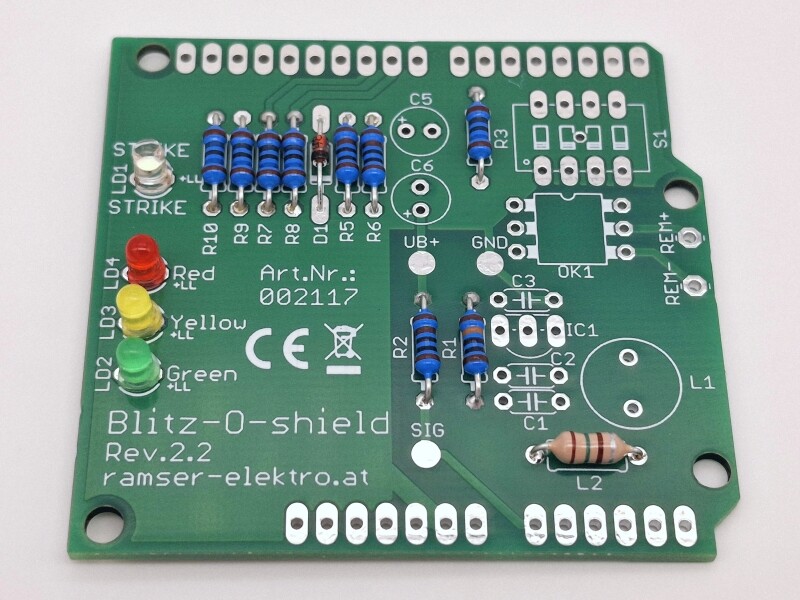 Blitz-o-shield - UNO R.2.2 - Blitzdetektor Arduino Shield Ramser Elektrotechnik Shop 52