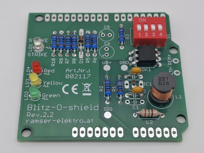 Blitz-o-shield - UNO R.2.2 - Blitzdetektor Arduino Shield Ramser Elektrotechnik Shop 53