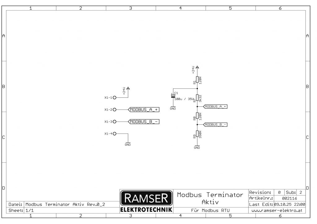 Modbus Terminator Aktiv R.0.2 - BACnet Aktiver RS485 Abschlusswiderstand 35