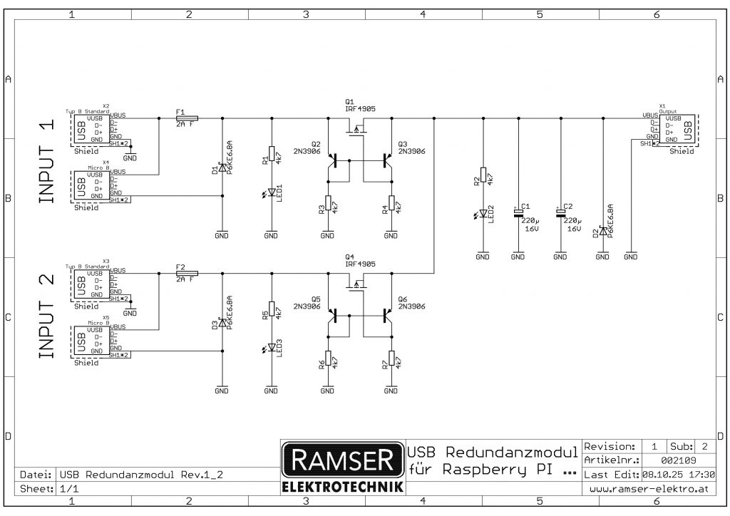 Redundanzmodul für Raspi und Co - Ideale Diode USB R.1.2 - Ramser Elektrotechnik Shop 35